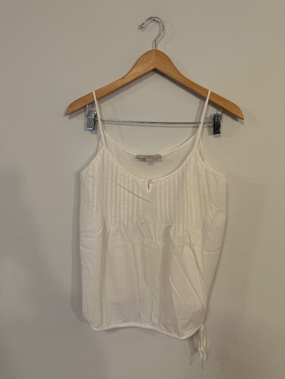 LOFT White Cotton Pintuck Bubble Hem Cami Tank Top Women's S